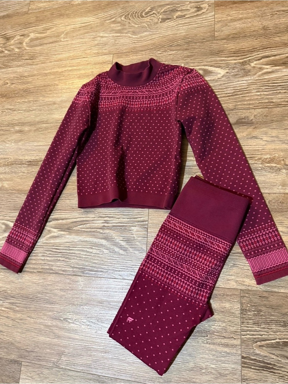 Fabletics Burgundy & Pink Workout Set